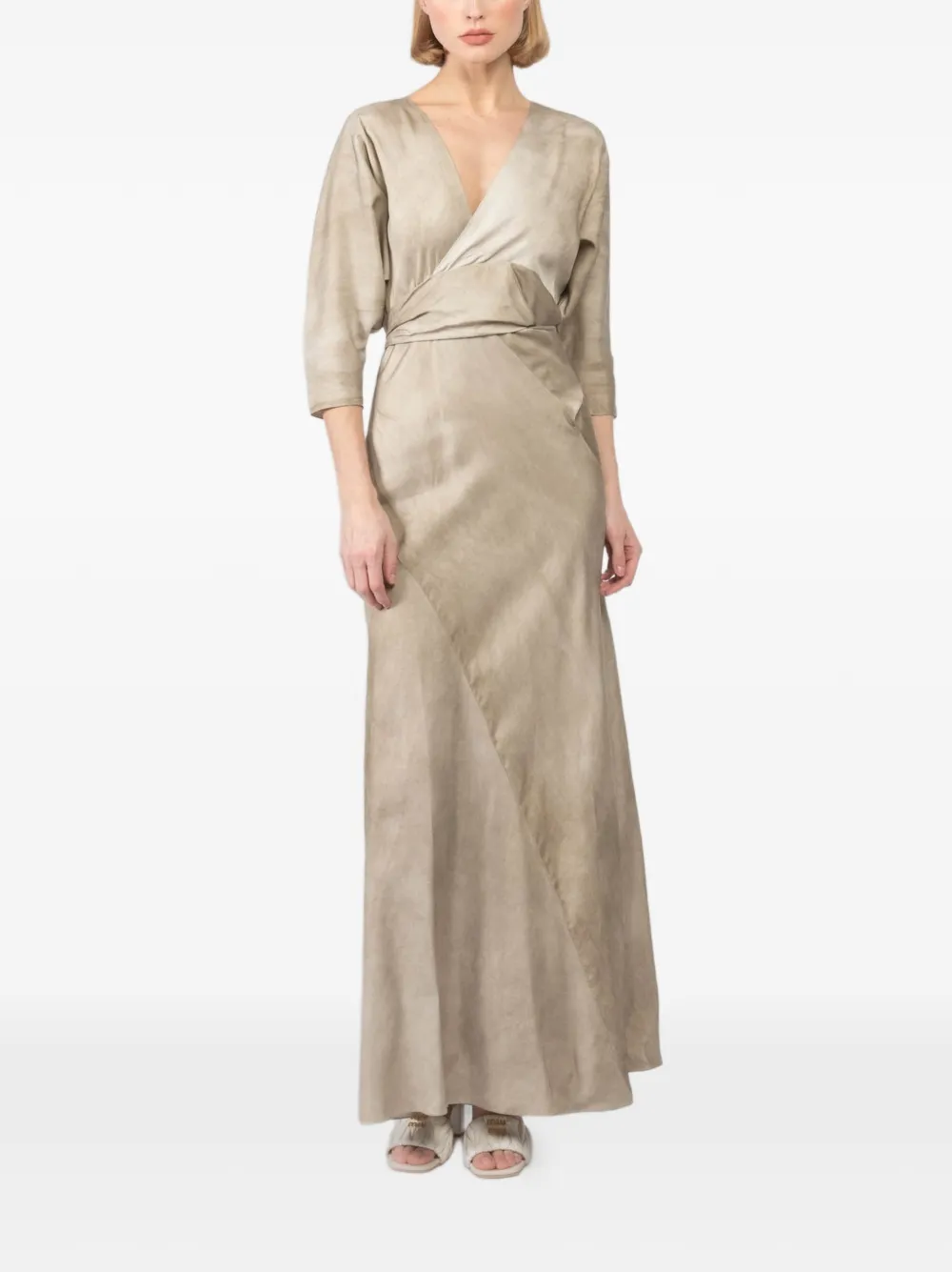 Cortana V-neck wrap dress - Beige