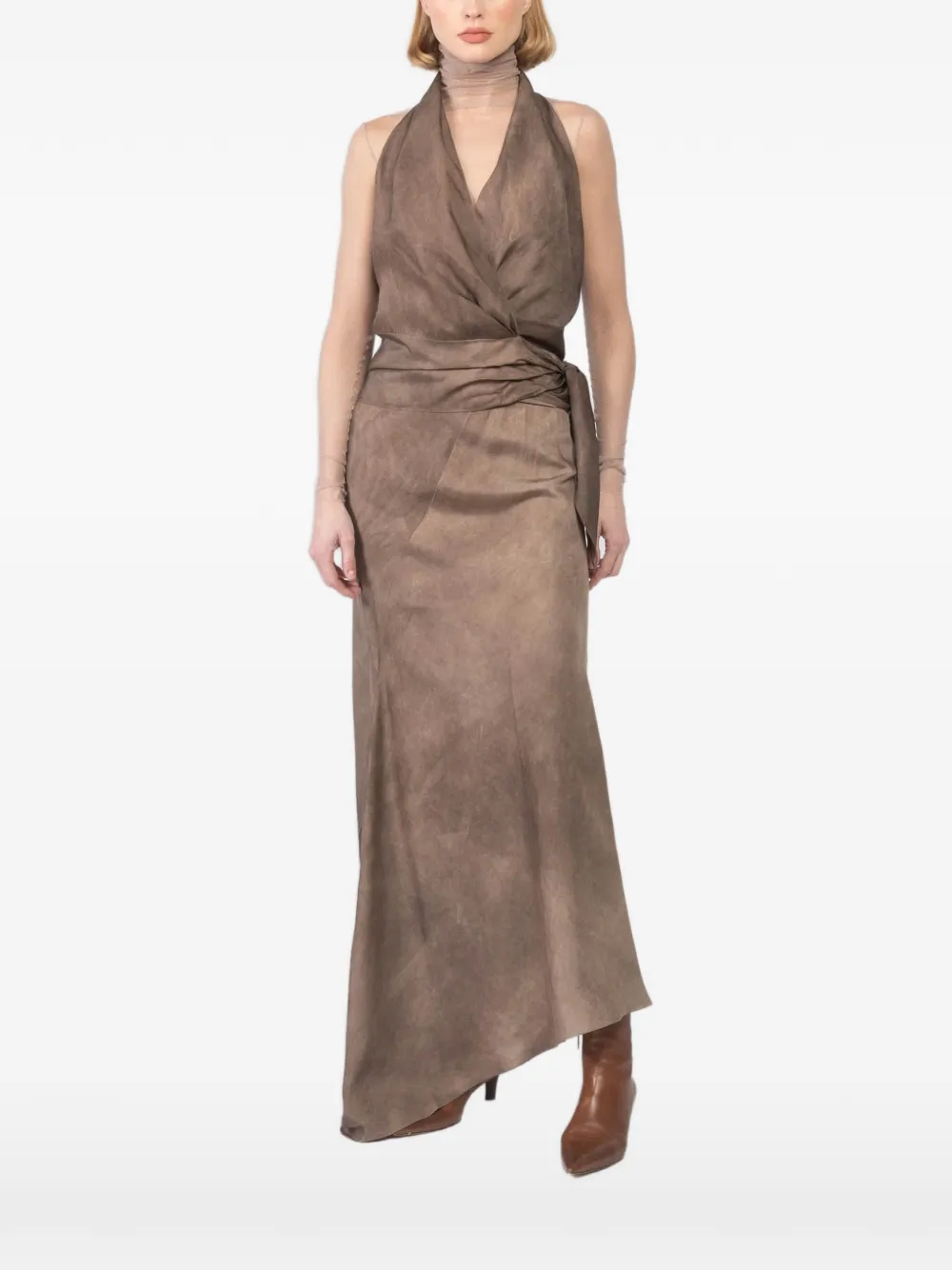 Cortana Ave halterneck tie top - Marrone