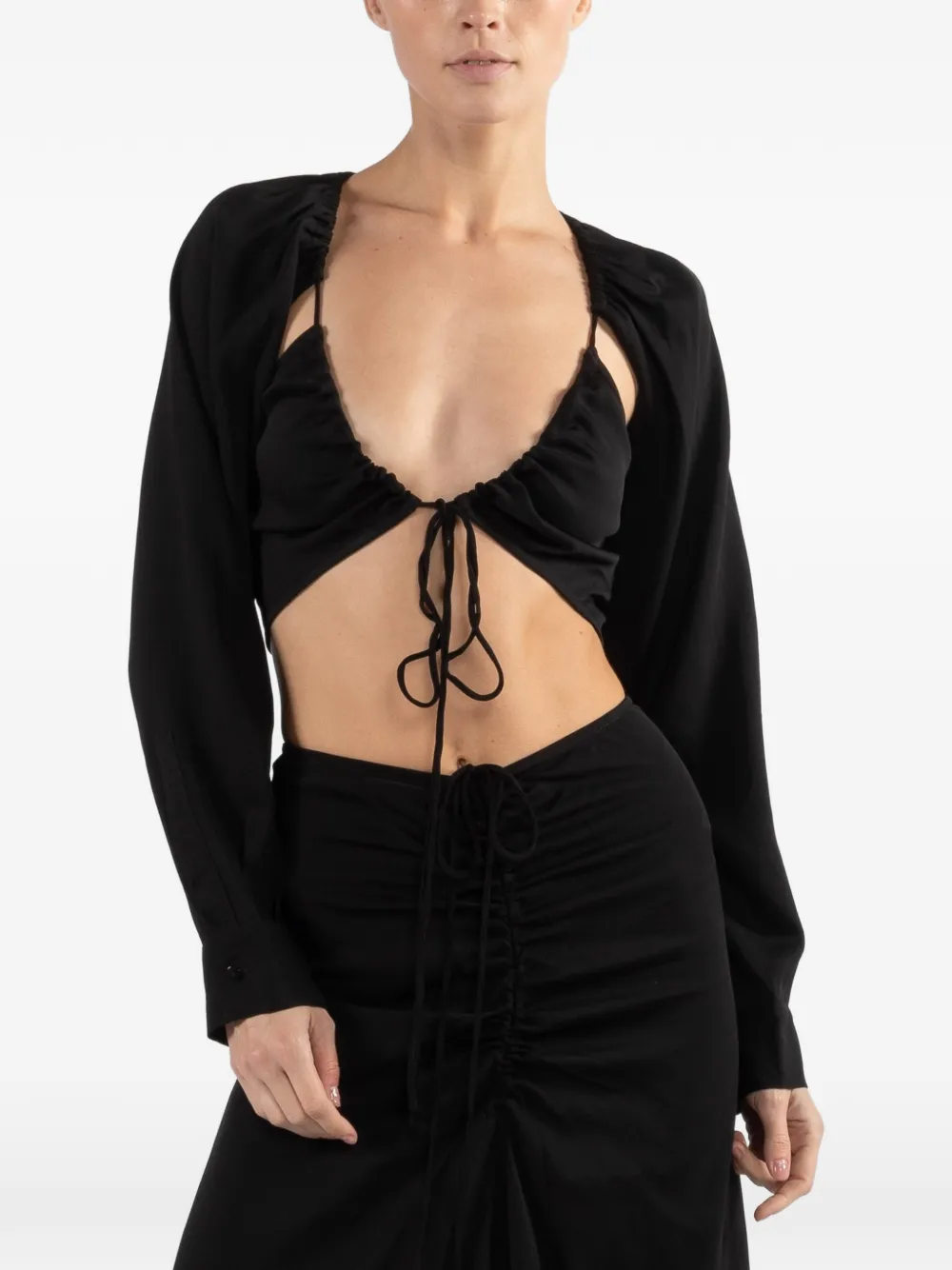 Christopher Esber Cut-out Long-sleeves Blouse In Black
