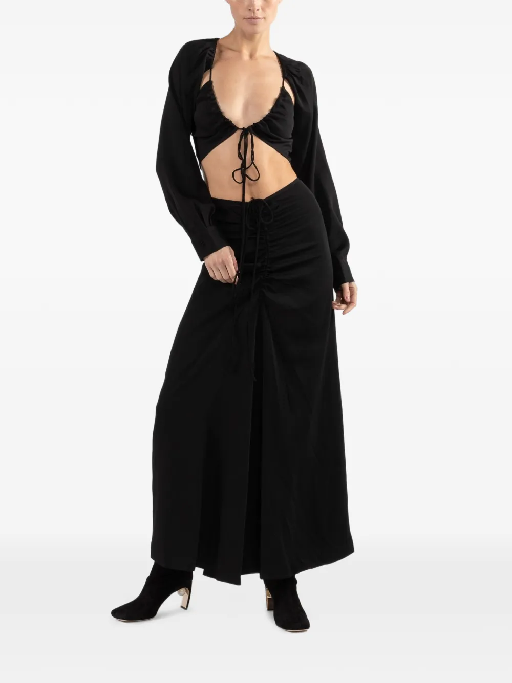 Christopher Esber cut-out long-sleeves blouse - Zwart