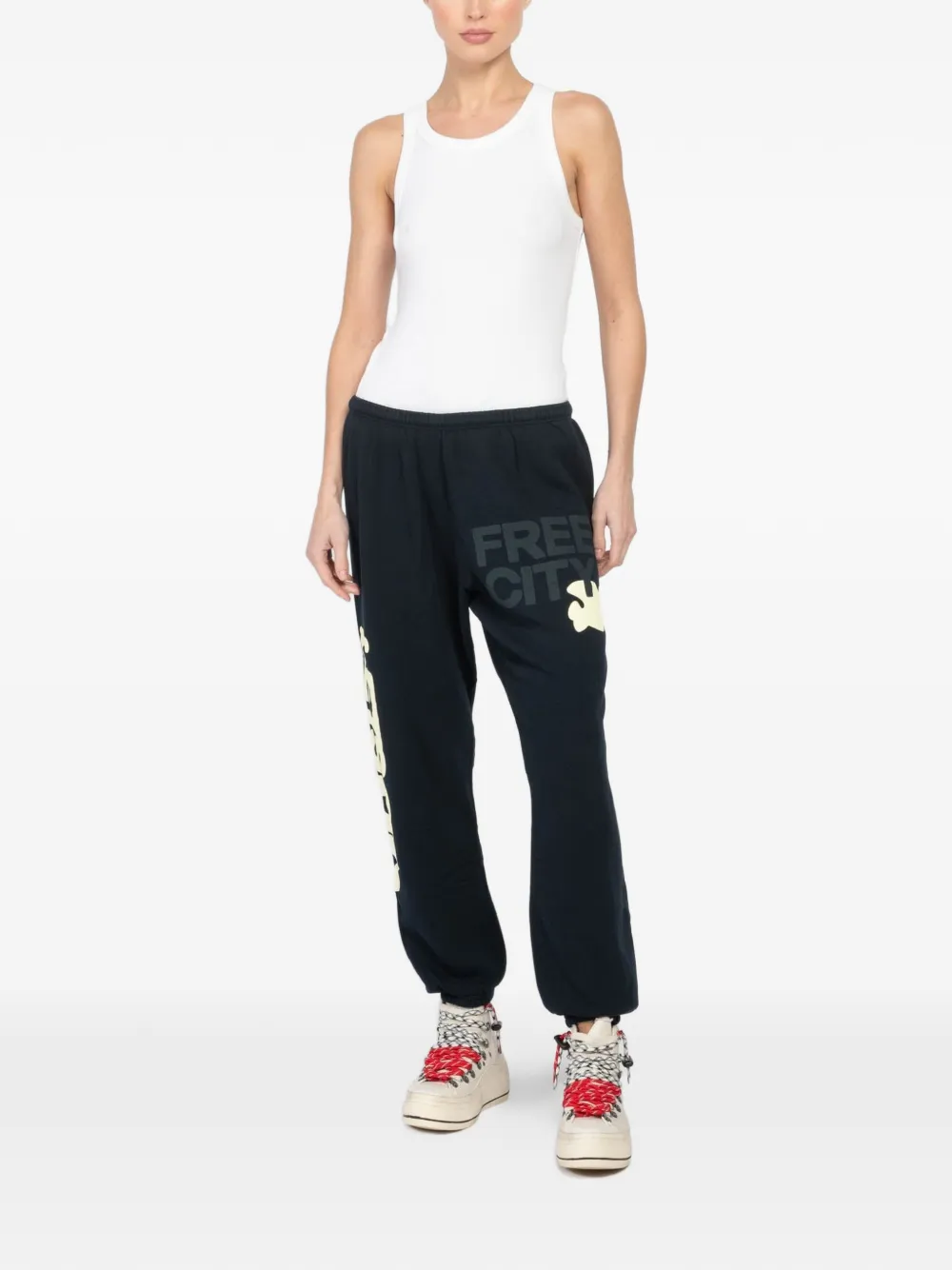 FreeCity Spryum lettering-print track pants - Zwart