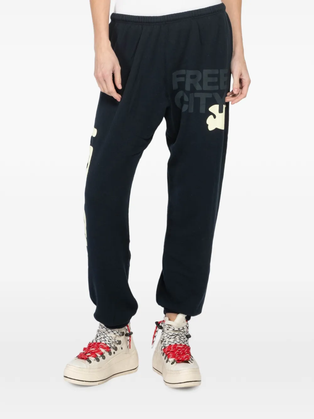 FreeCity Spryum lettering-print track pants - Nero
