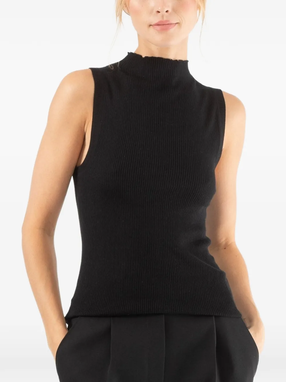 Enza Costa ruffled-neck sleeveless top - Nero
