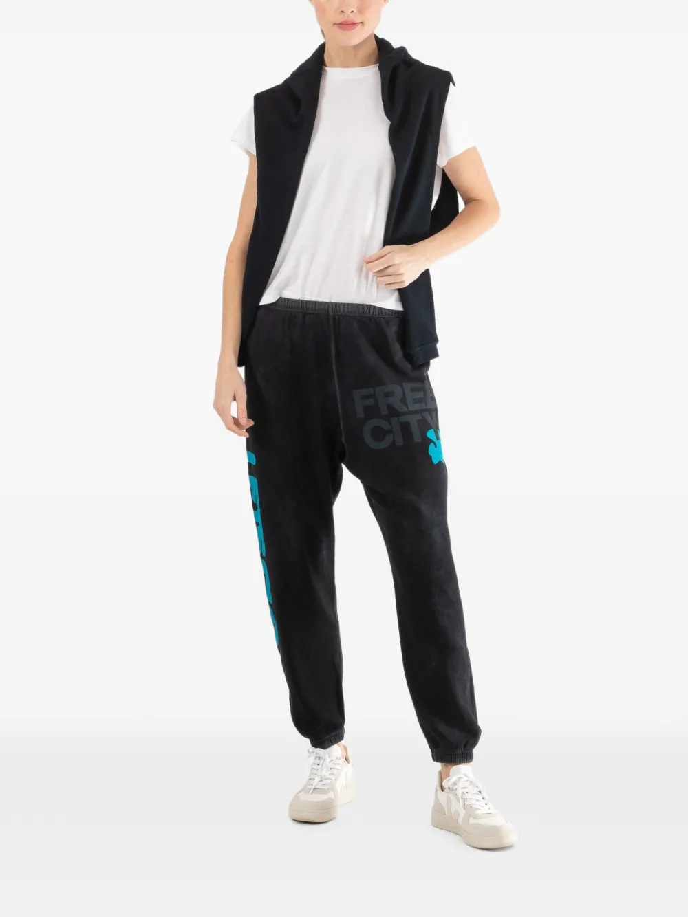 FreeCity graphic-print track pants - Zwart