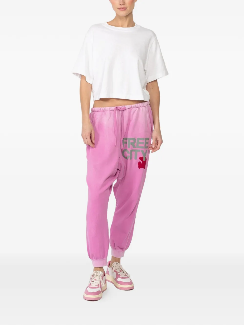 FreeCity Sunfades drawstring logo-print track pants - Roze