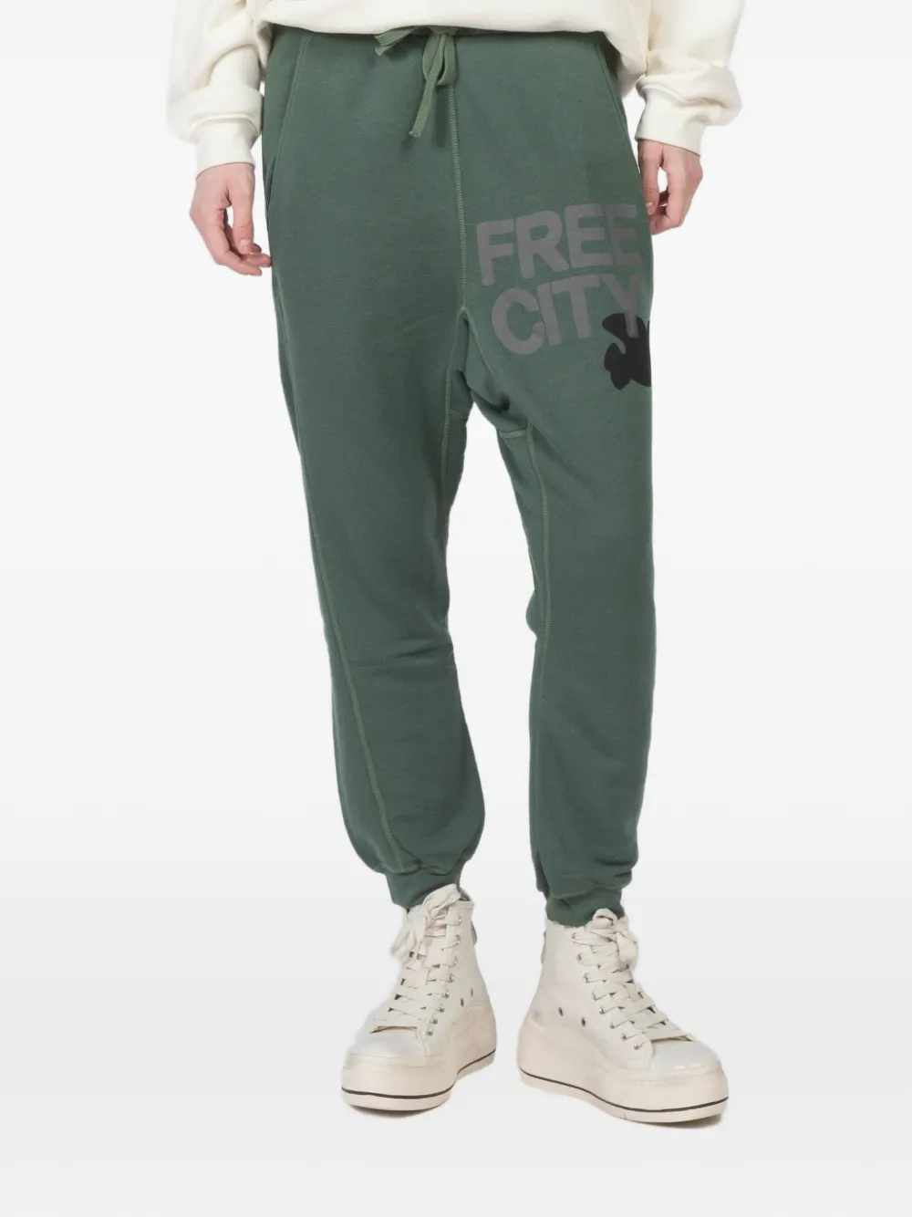 FreeCity print drawstring track pants - Verde