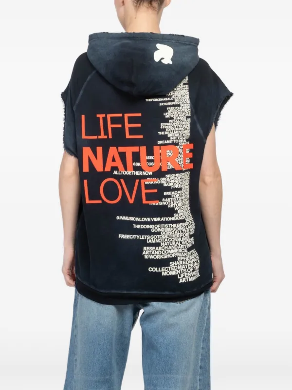 FreeCity Cutoff Superyumm Frayed Hooded Hoodie | Blue | FARFETCH