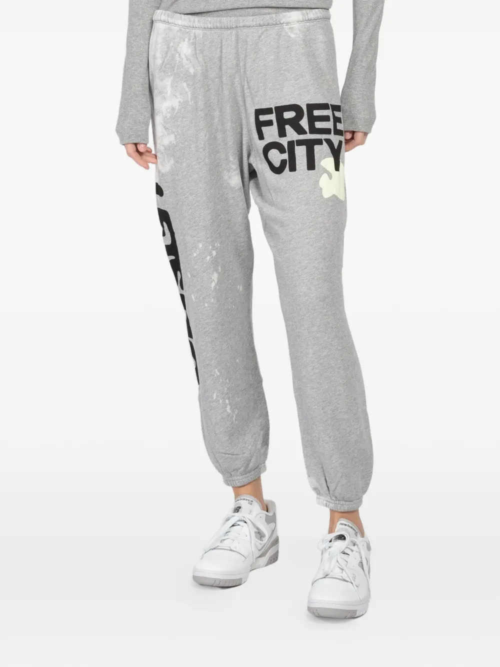 FreeCity bleachout graphic track pants - Grigio