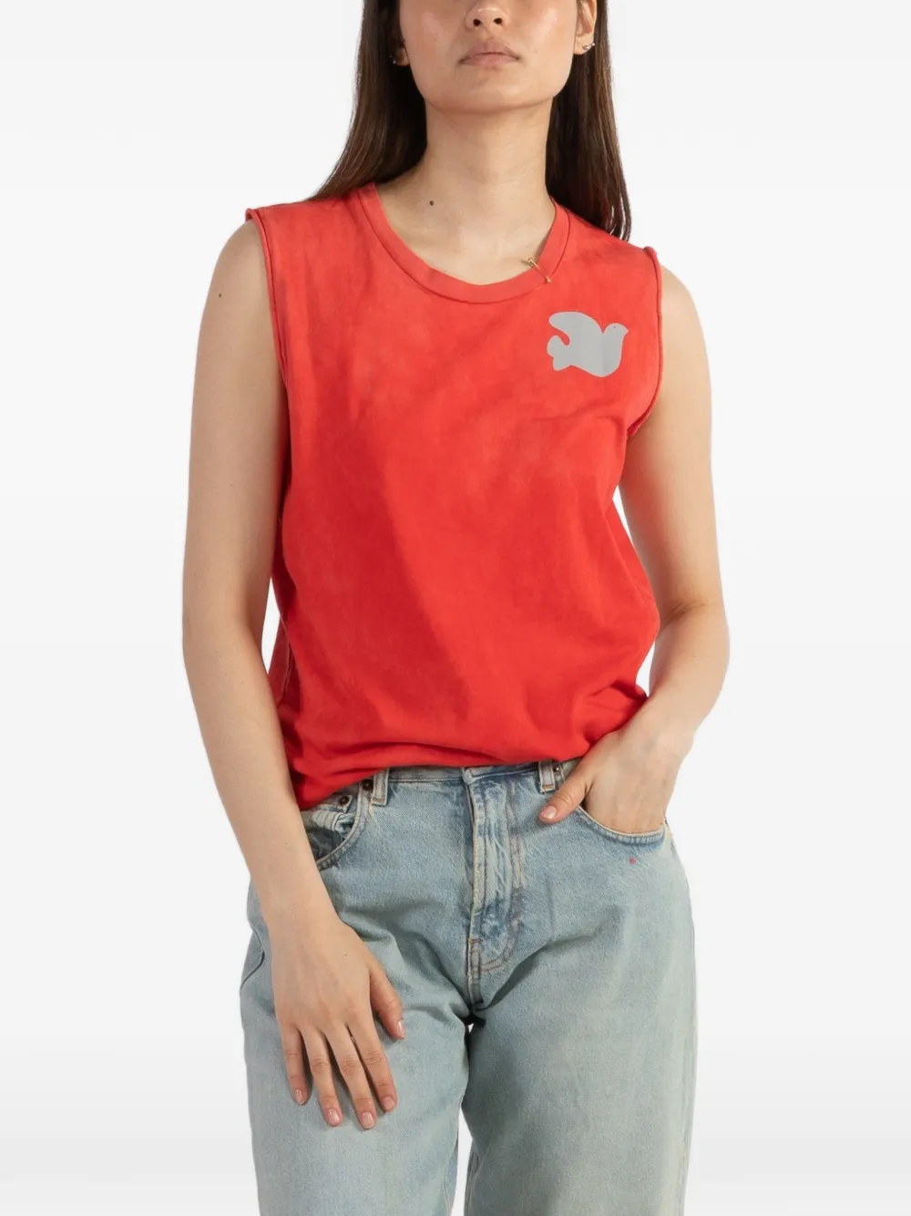 FreeCity cutoff motif tank-top - Rosso
