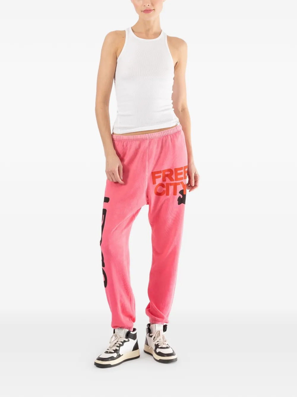 FreeCity letters-print sweatpants - Roze