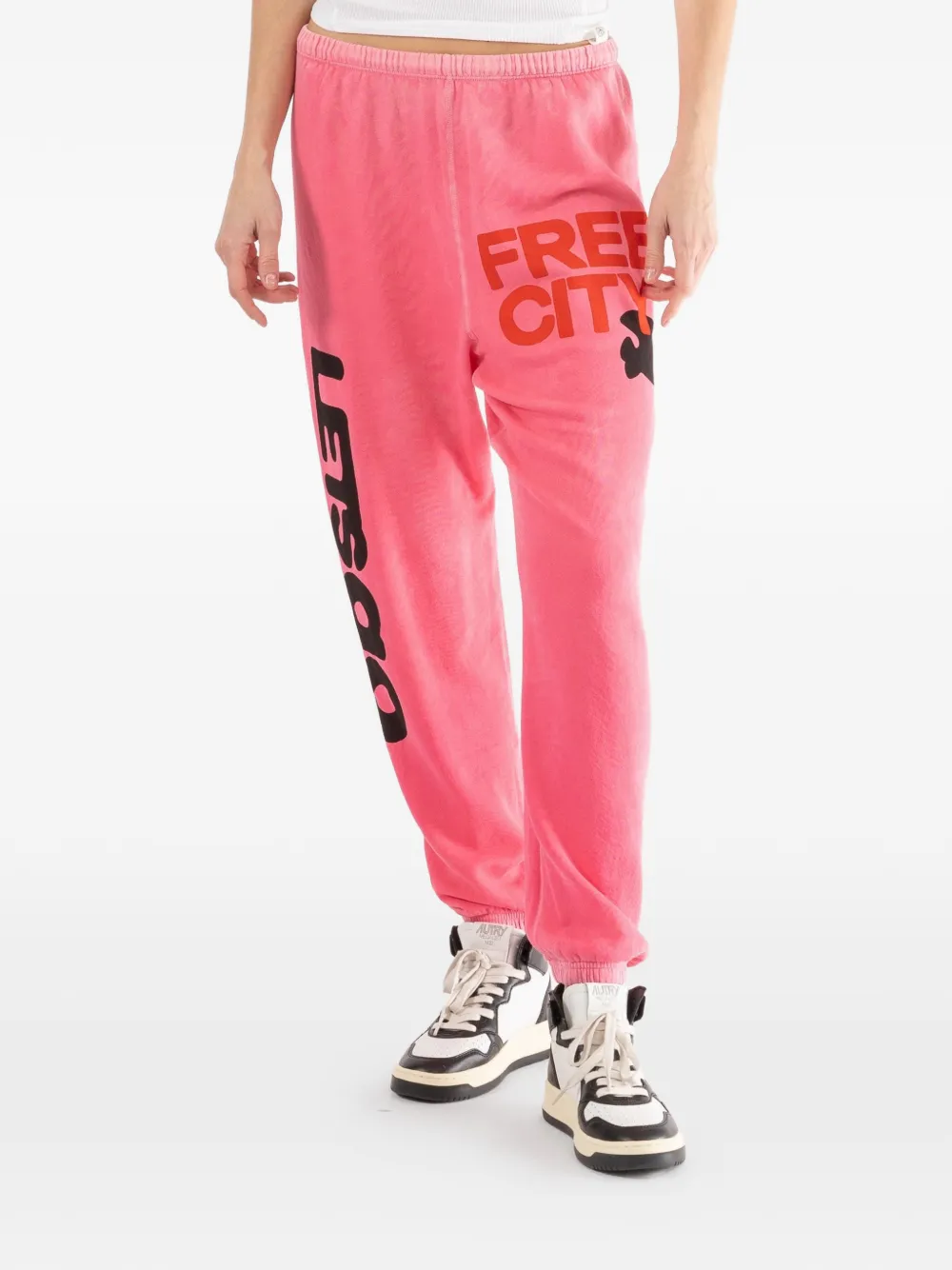 FreeCity letters-print sweatpants - Rosa