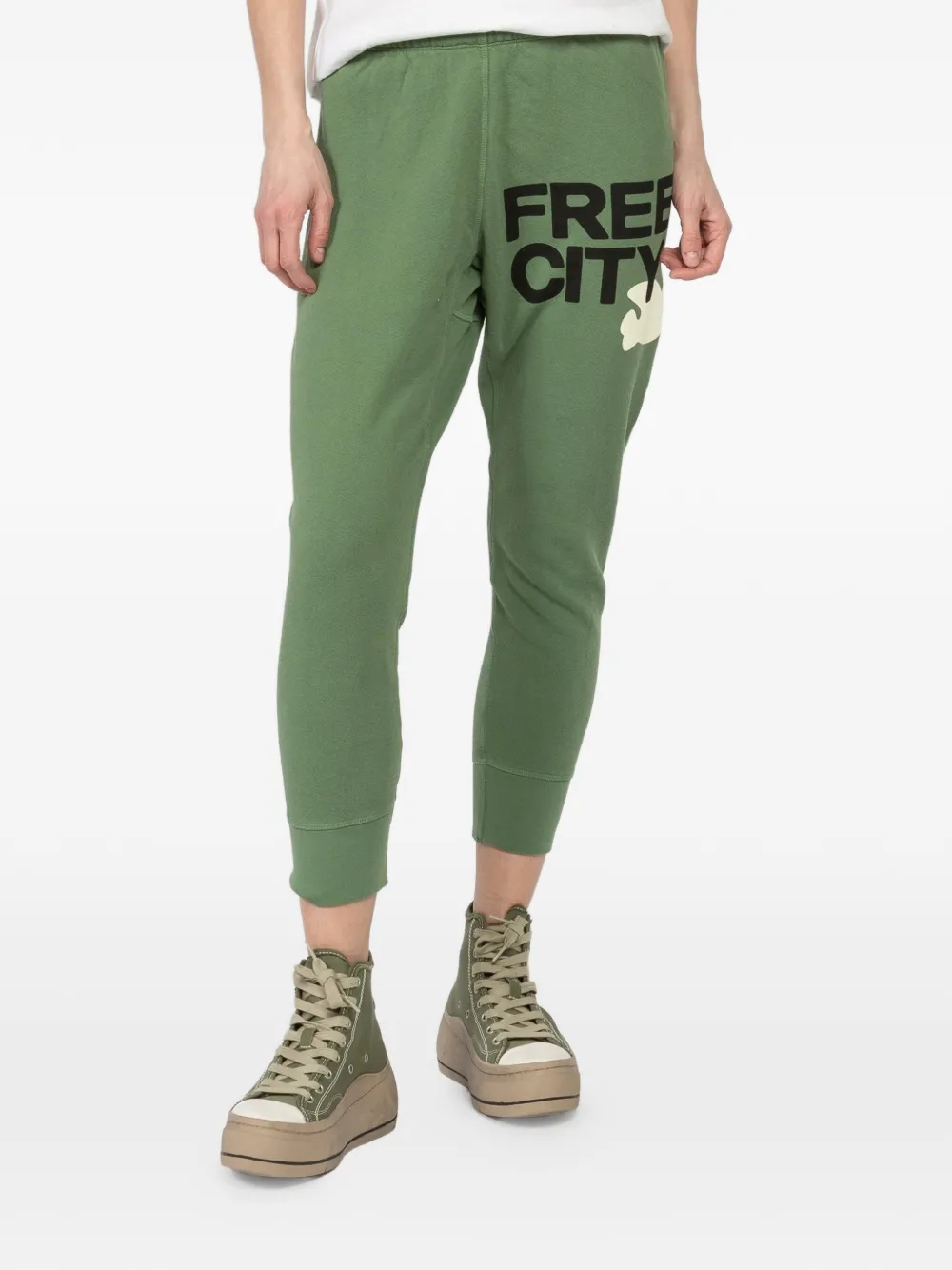 FreeCity drawstring-fastening graphic-print track pants - Verde
