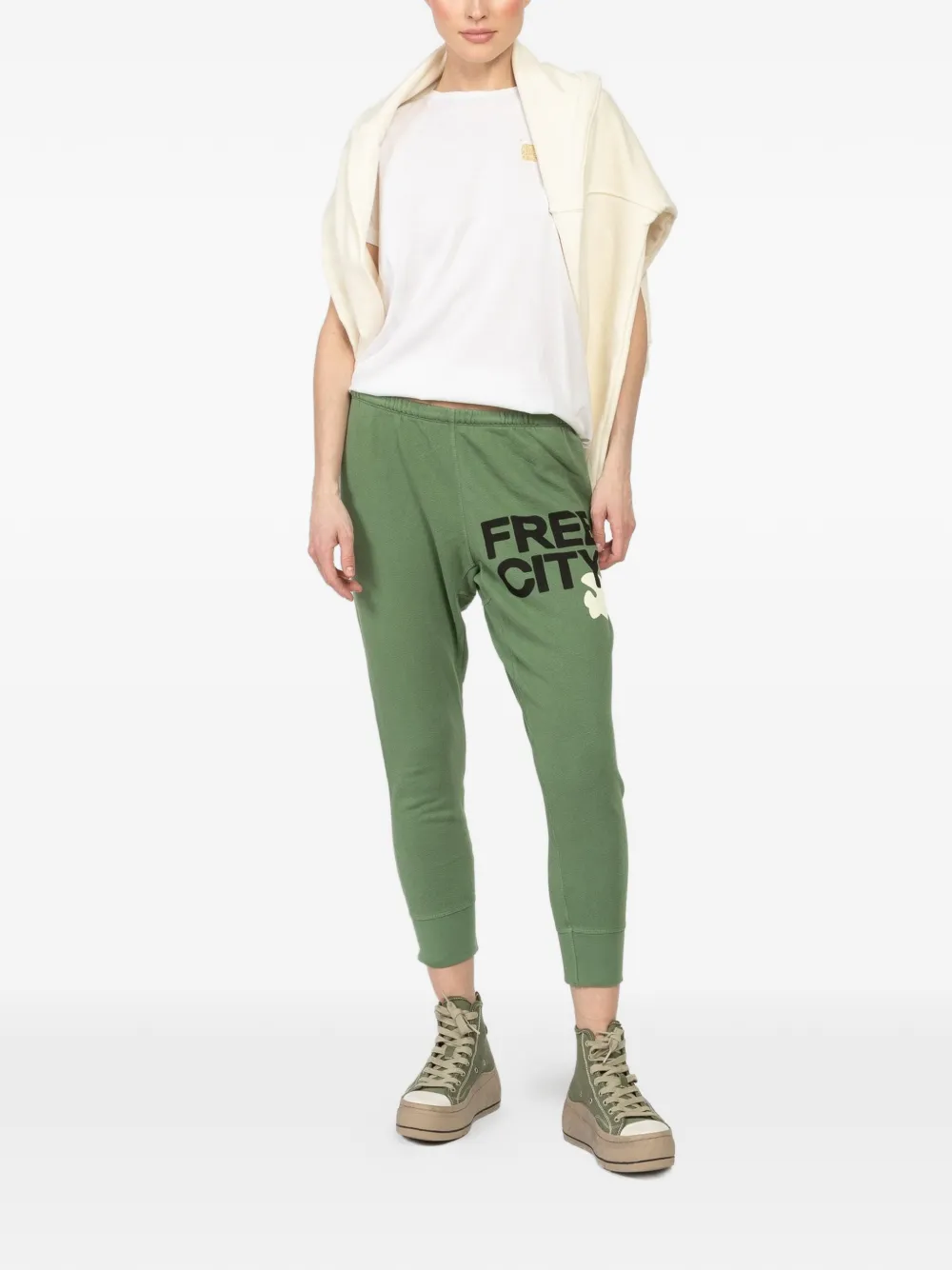 FreeCity drawstring-fastening graphic-print track pants - Groen