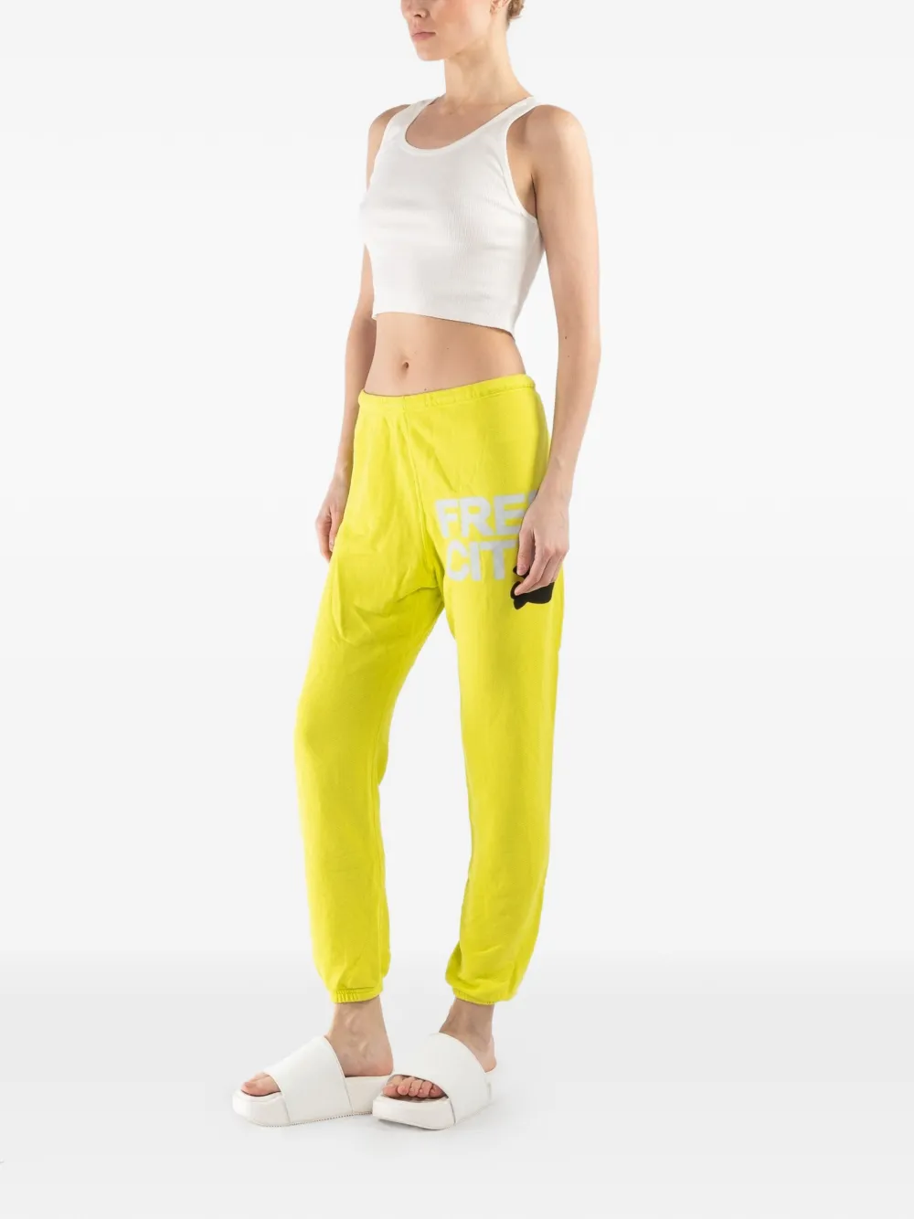  Freecity Drawstring Print Track-pants - Yellow 