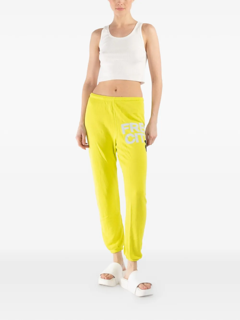 FreeCity drawstring print track-pants - Geel