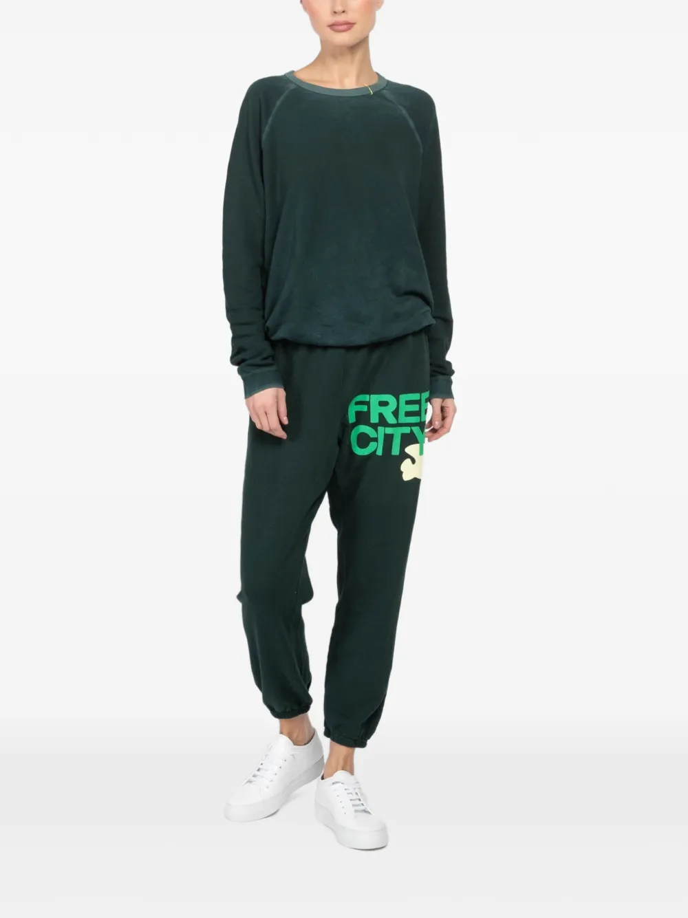FreeCity logo-print drawstring sweatpants - Groen