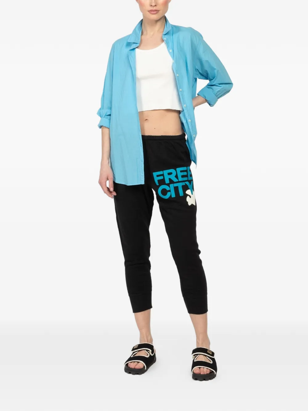 FreeCity large logo-print sweatpants - Zwart