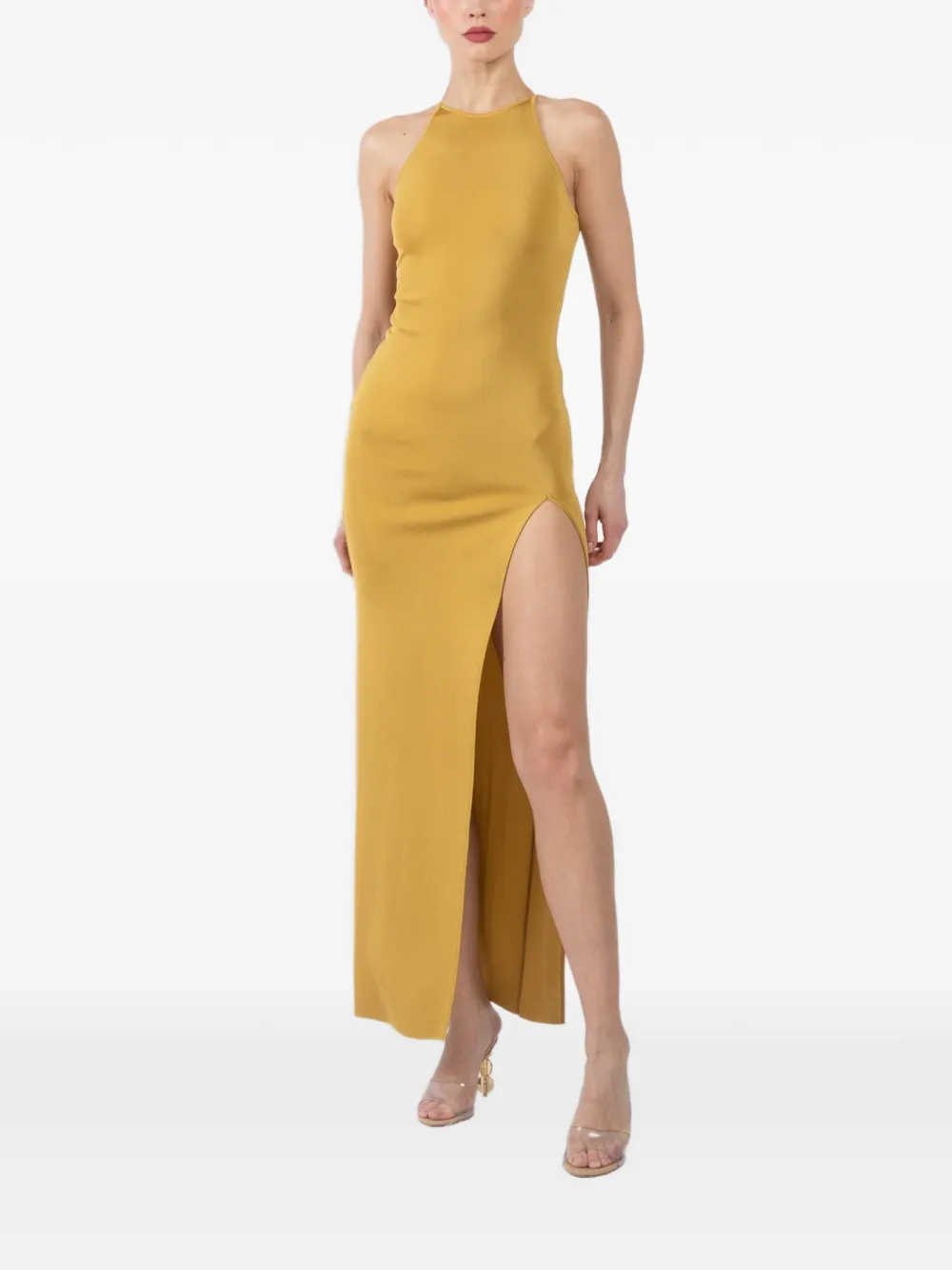 La Galpa Scoville split midi dress - Giallo