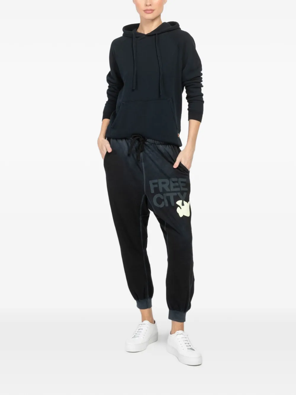 FreeCity logo-motif hoodie - Zwart