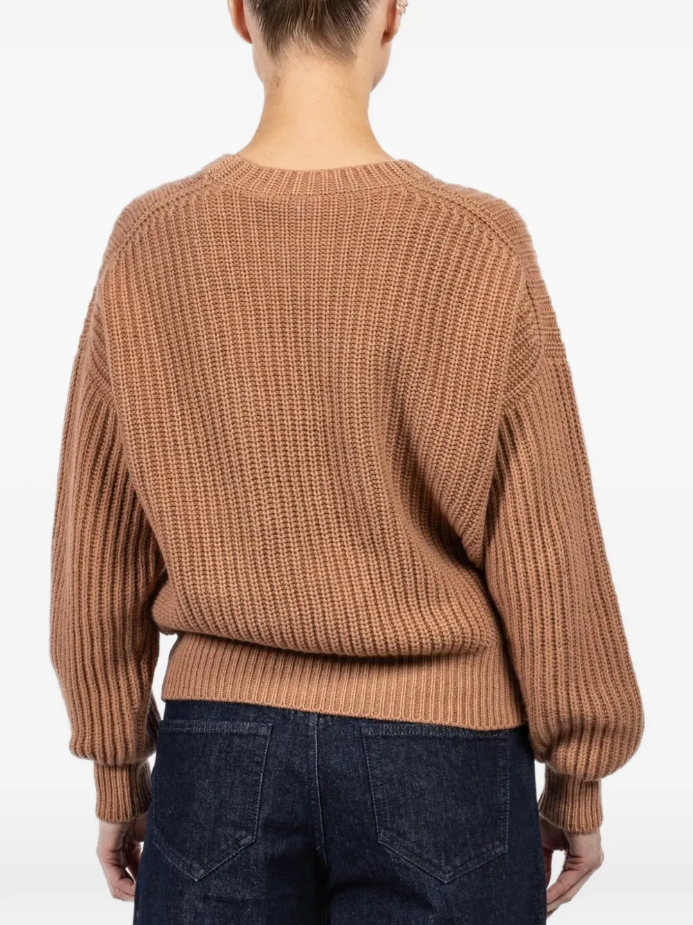 Balloon-Sleeve Knitted Sweater