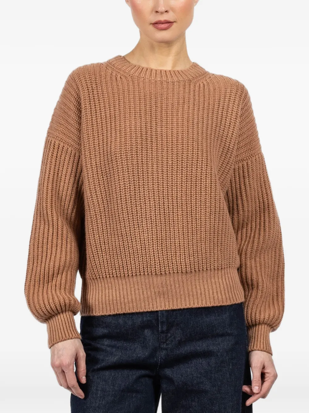 Balloon-Sleeve Knitted Sweater