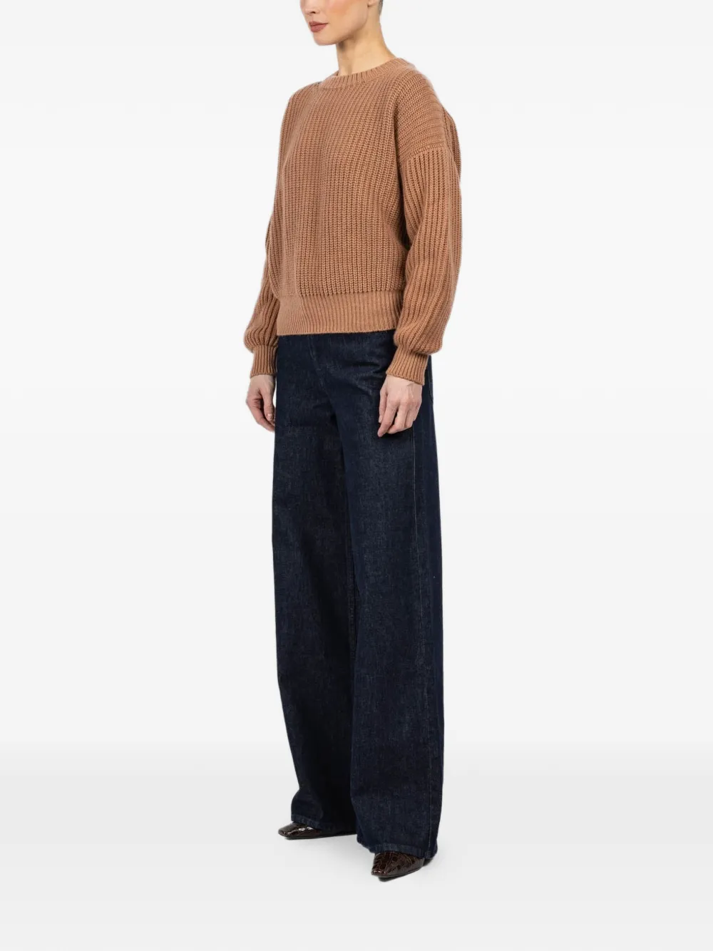Balloon-Sleeve Knitted Sweater