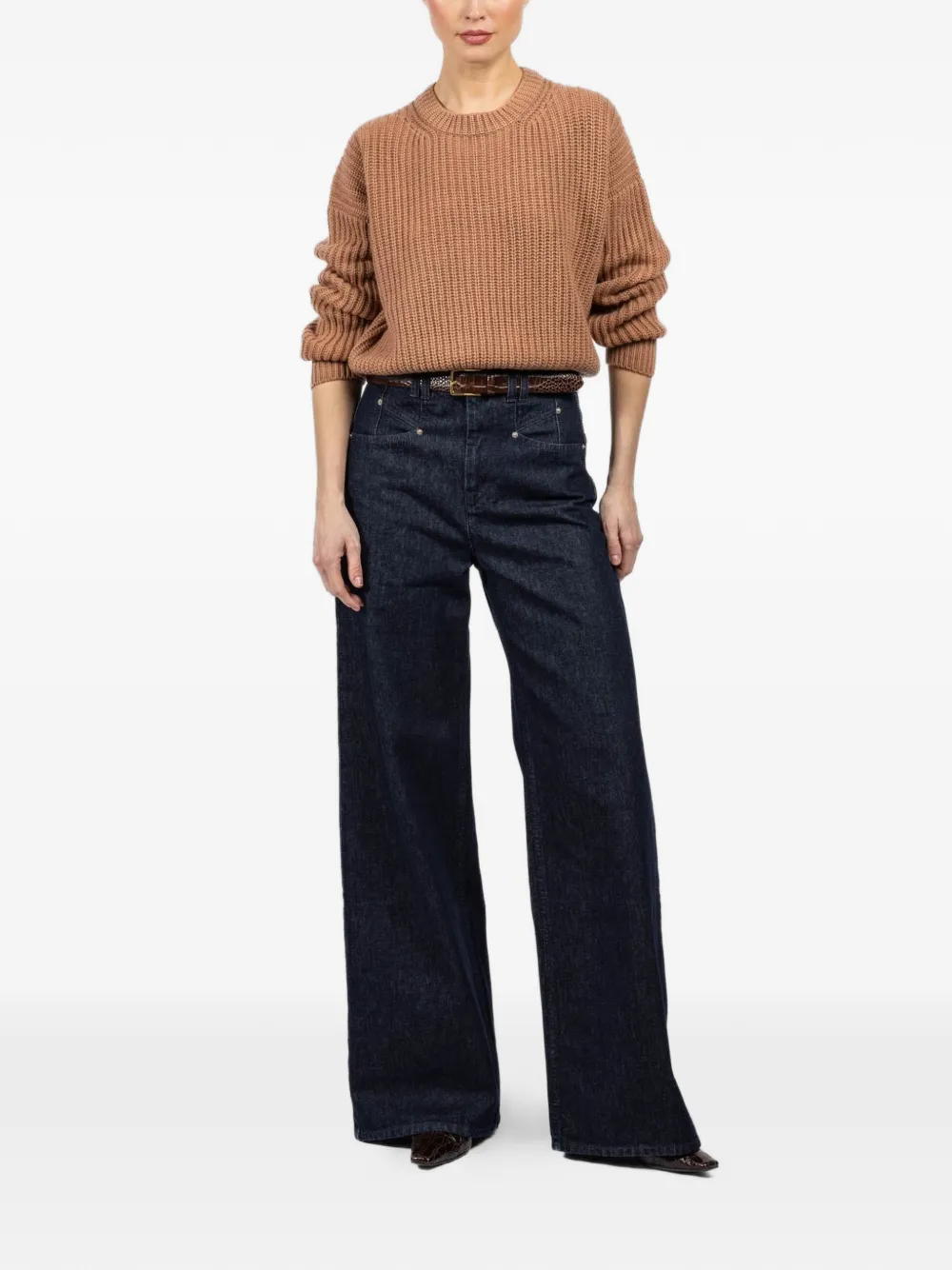 Balloon-Sleeve Knitted Sweater