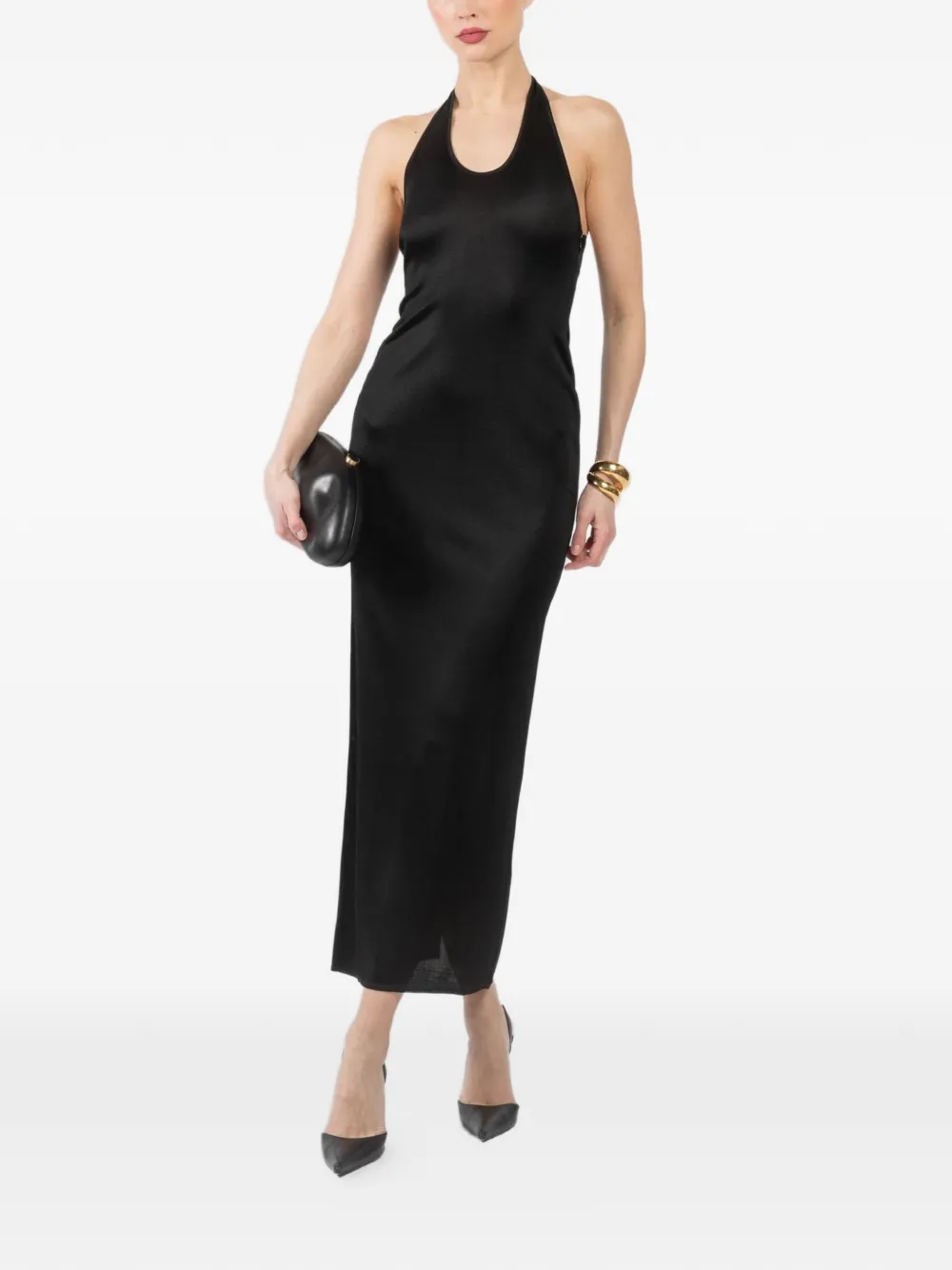 La Galpa Aziza halterneck maxi dress - Zwart