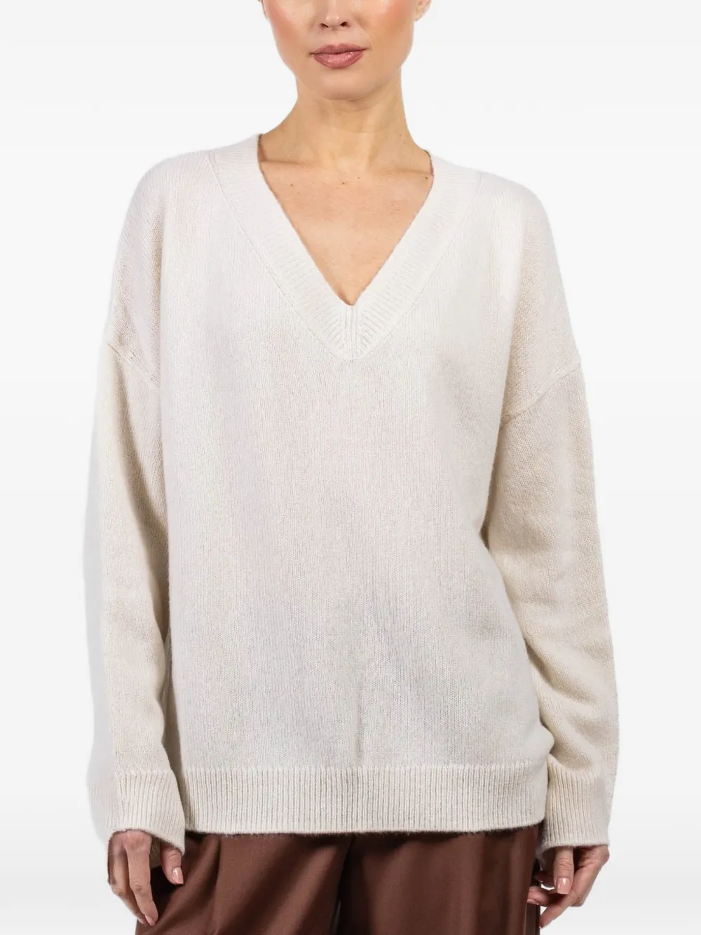 Iris Von Arnim Swan V-neck sweater - Neutrals