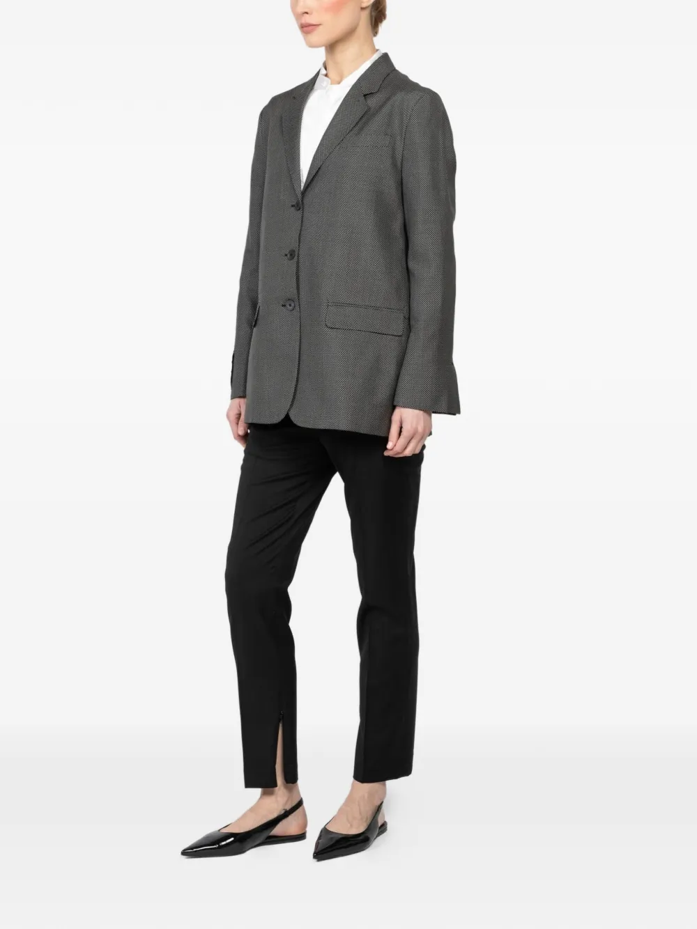 Polka-Dot Three-Button Single-Breasted Jacket