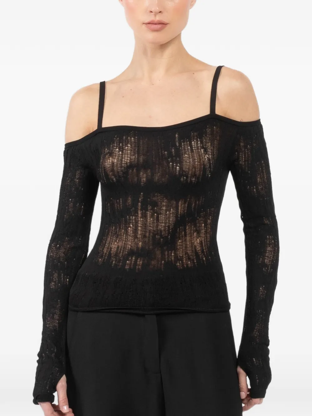 Isabel Benenato lace strap top - Nero
