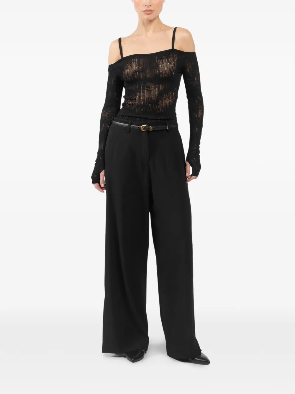 Isabel Benenato lace strap top - Zwart