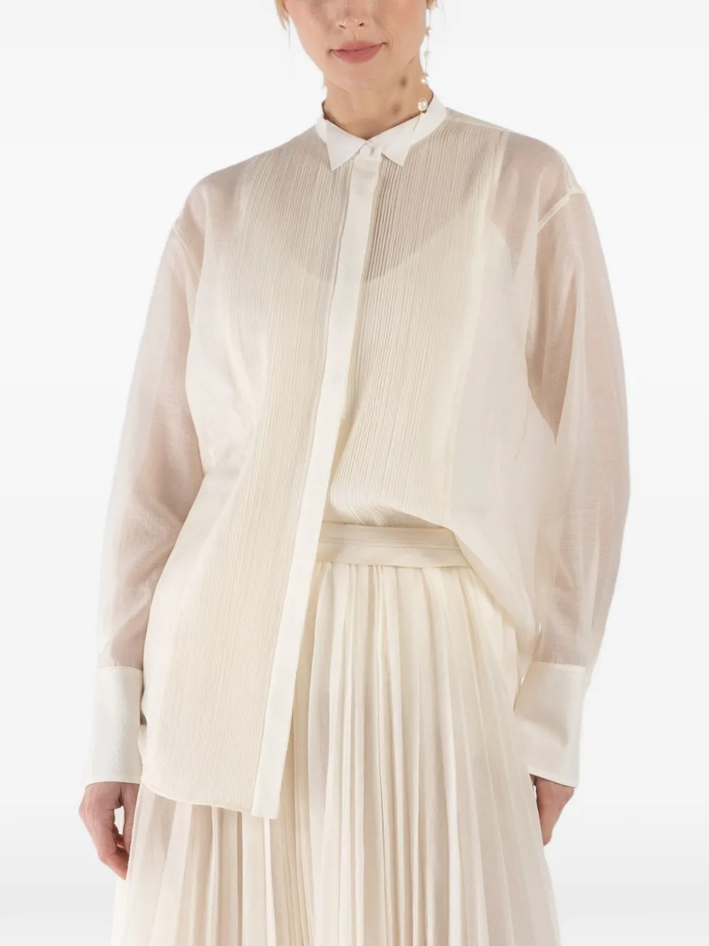 GIA STUDIOS pleated long-sleeve shirt - Toni neutri