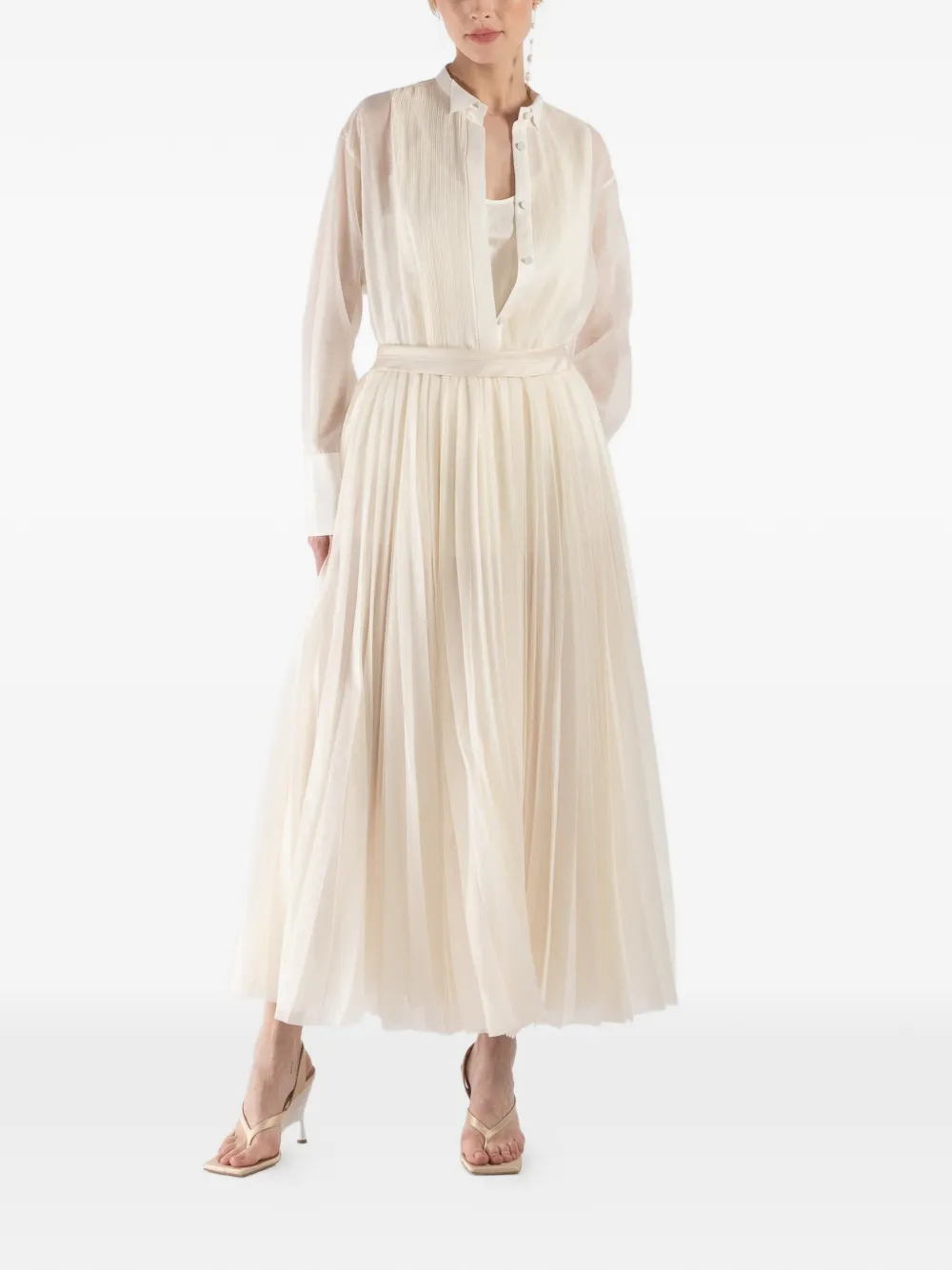 GIA STUDIOS pleated long-sleeve shirt - Beige