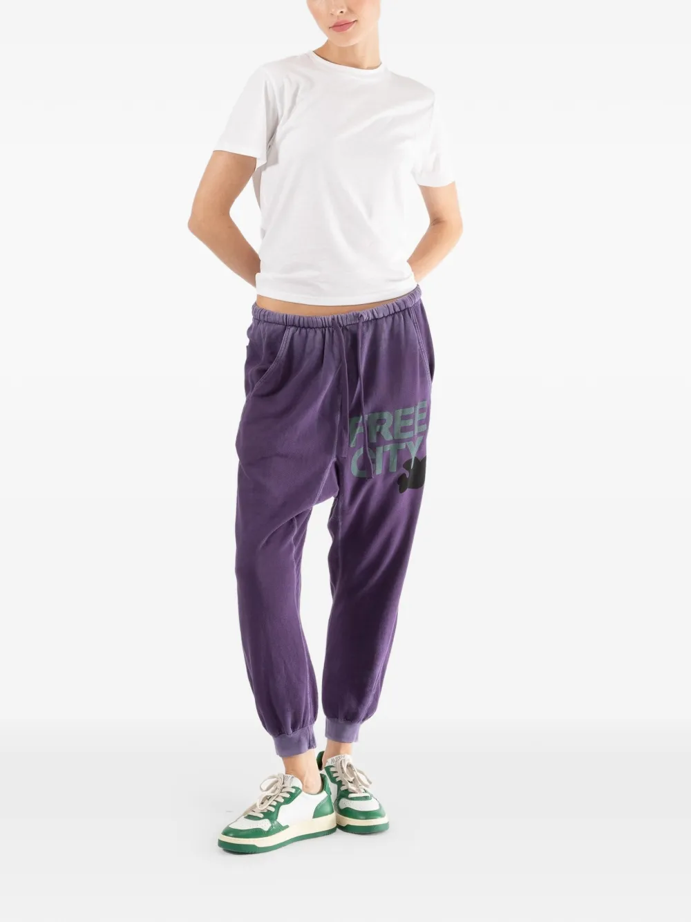 FreeCity drawstring lettering track pants - Paars