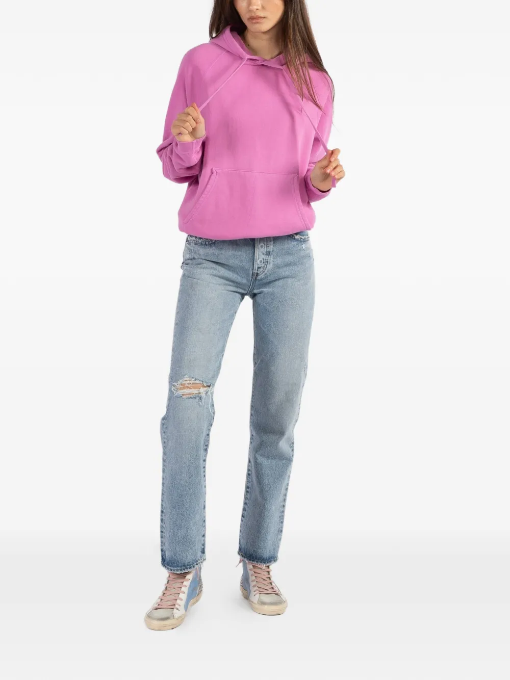 FreeCity drawstring terry pullover hoodie - Roze