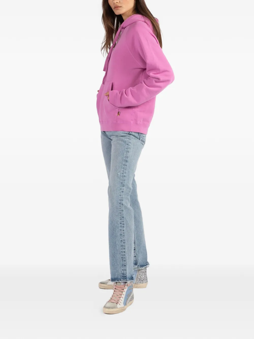  Freecity Drawstring Terry Pullover Hoodie - Pink 