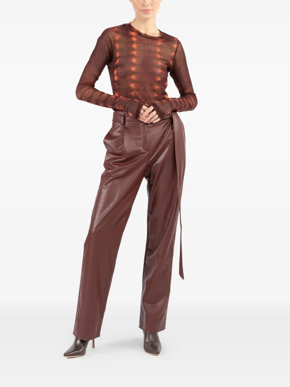 LAPOINTE belted leather trousers - Bruin