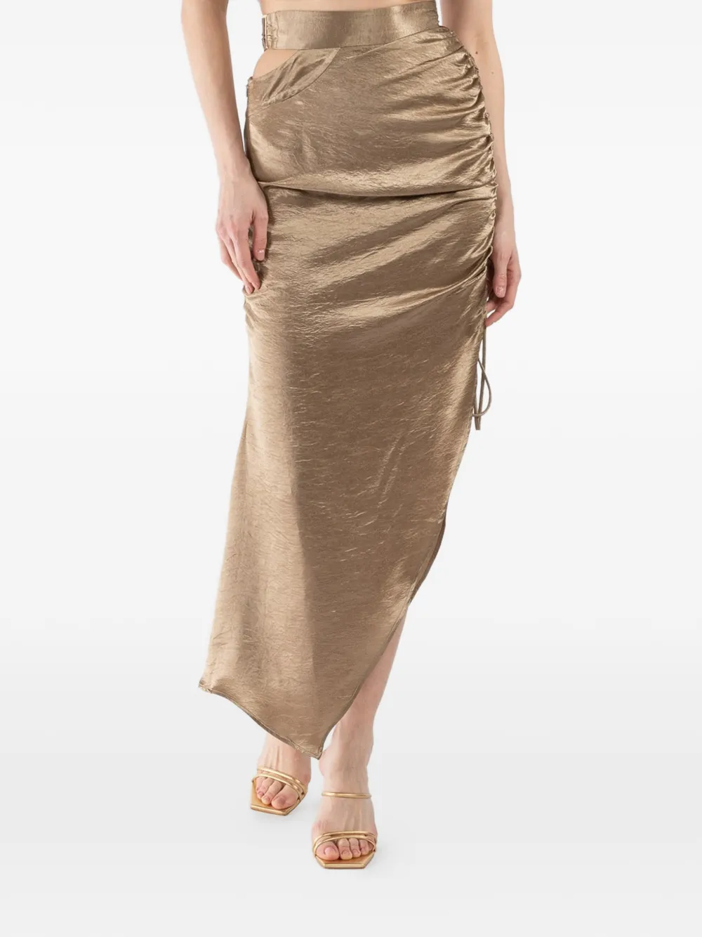 JBQ Riva ruched slit skirt - Gold