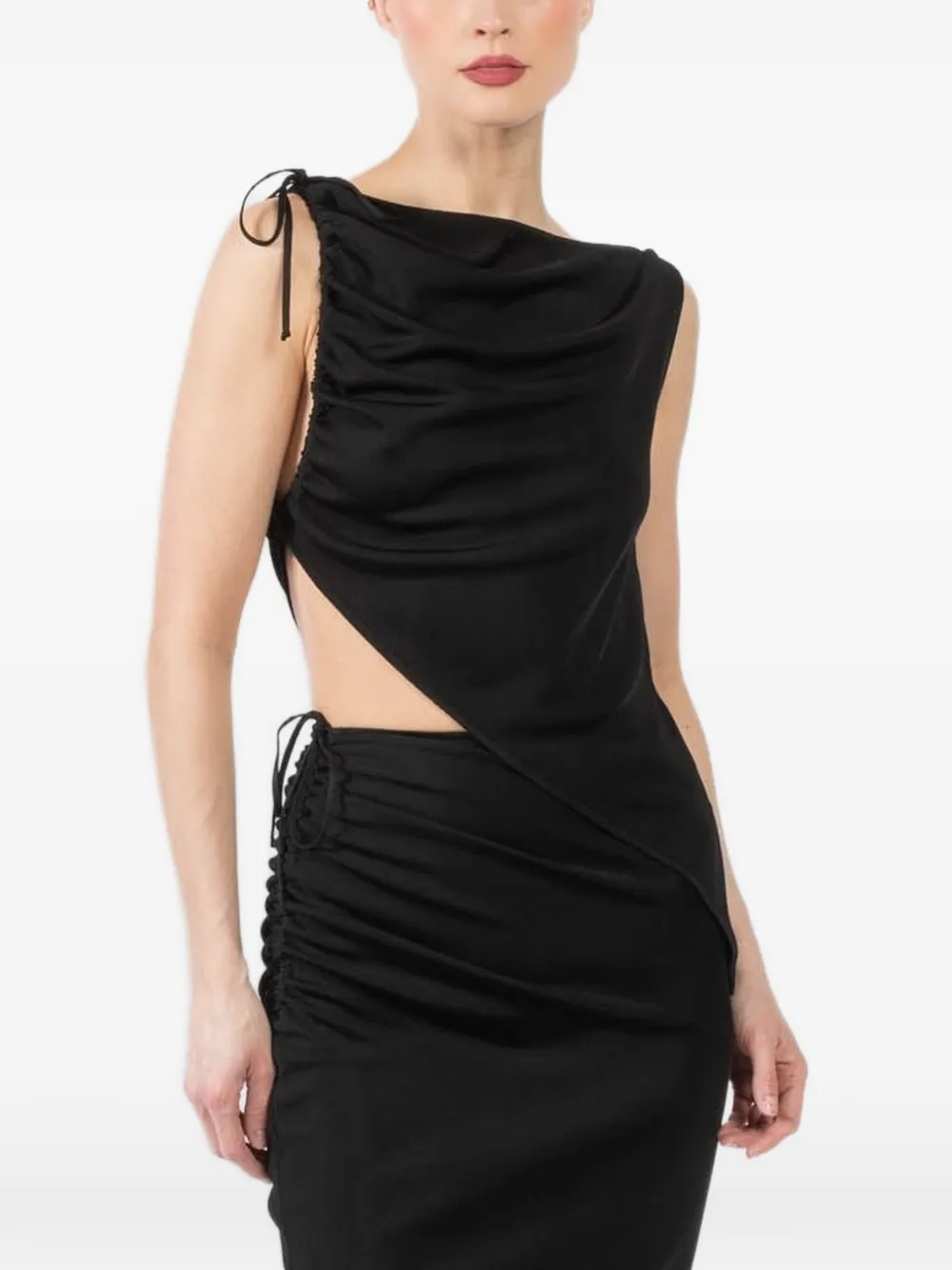 La Galpa Hathor cut-out draped top - Nero