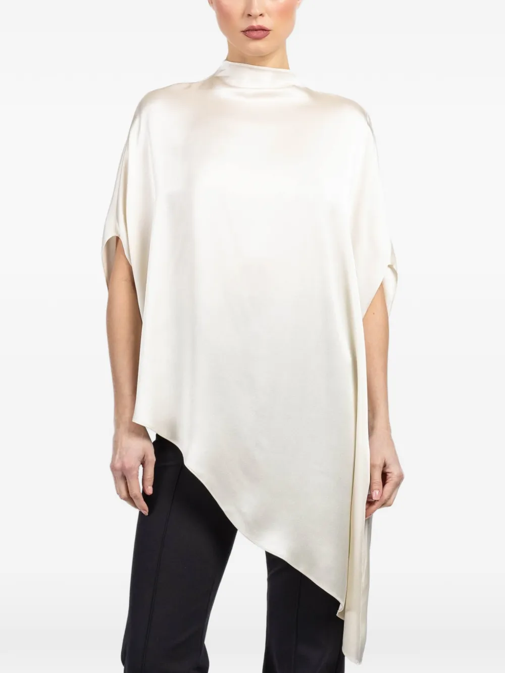 LAPOINTE asymmetric-hem cape blouse - Neutrals