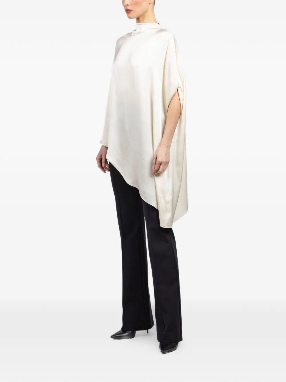  Lapointe Asymmetric-hem Cape Blouse - Neutrals 