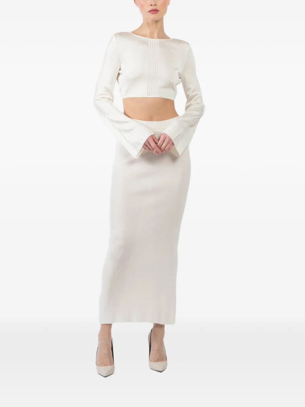 La Galpa Ancho long-sleeve striped top - Beige