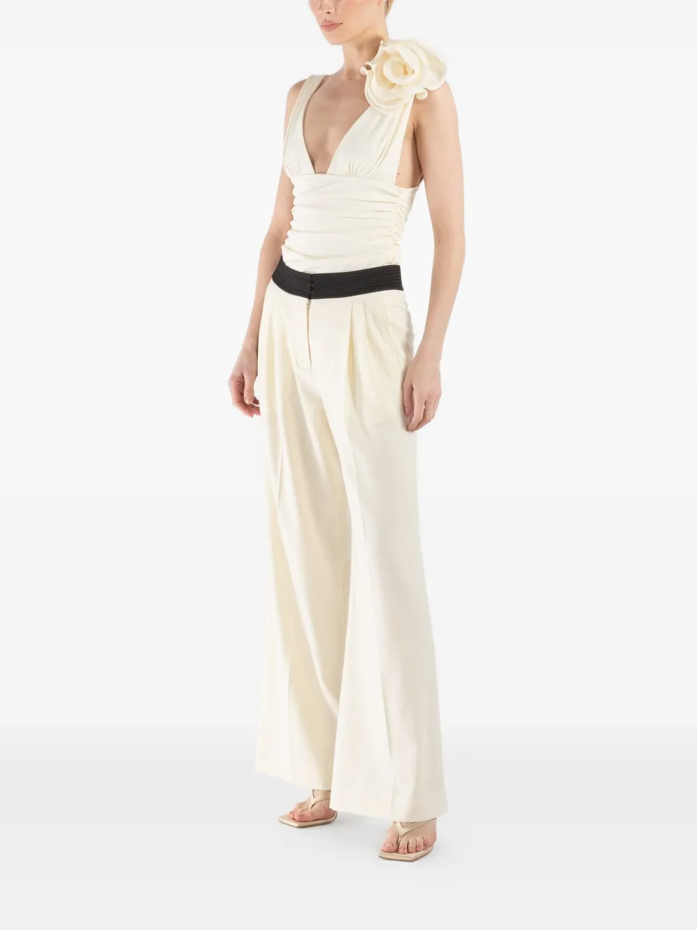  Magda Butrym Flower V-neck Swimsuit - Neutrals 