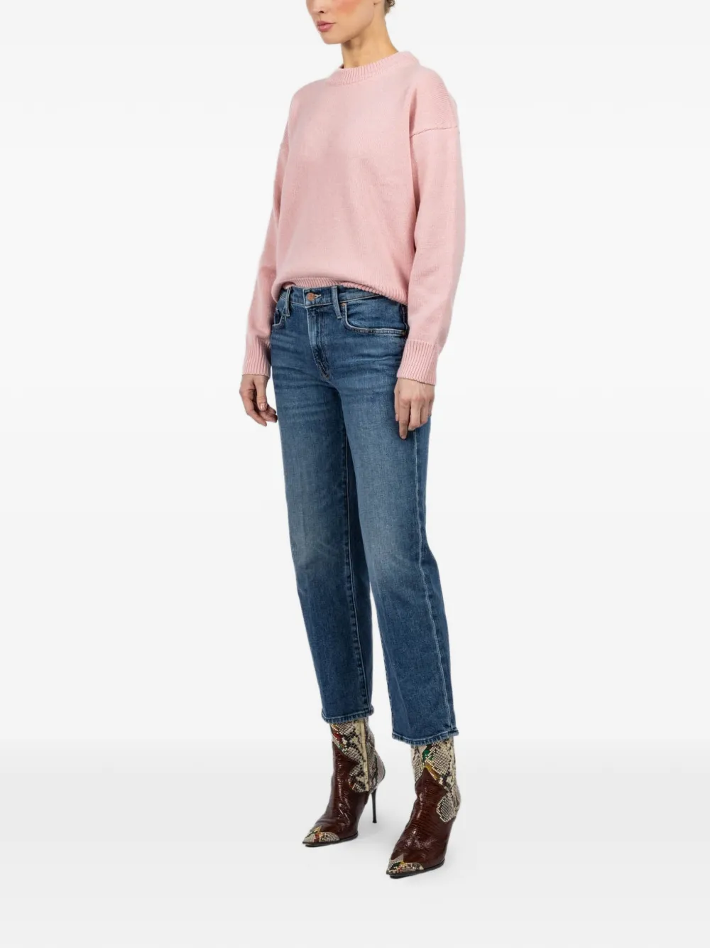  Mother Zip Cropped Jeans - Blue 