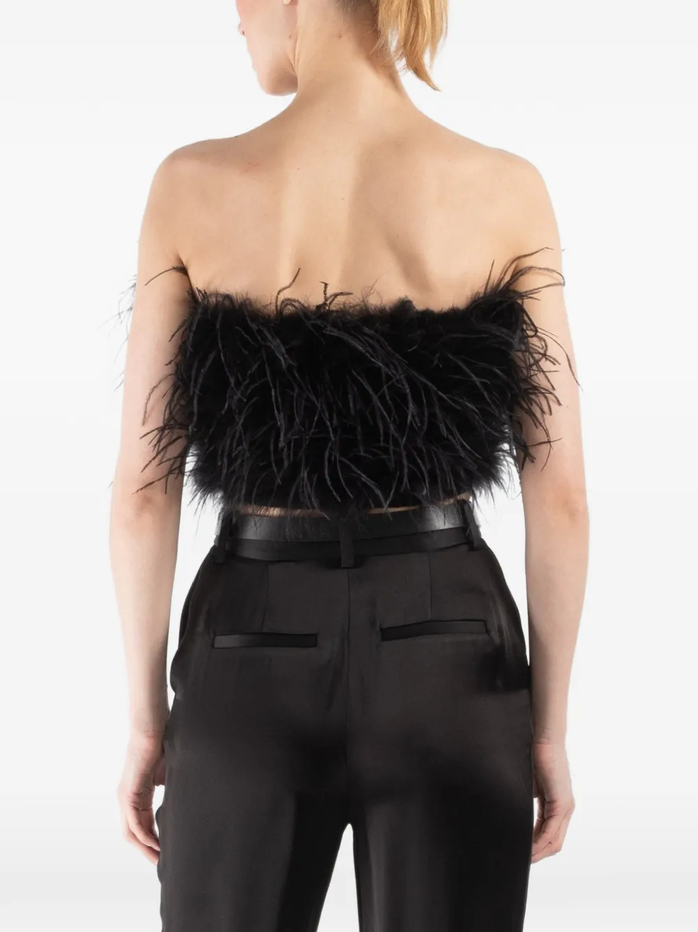 Lapointe Feather Strapless Top In Black