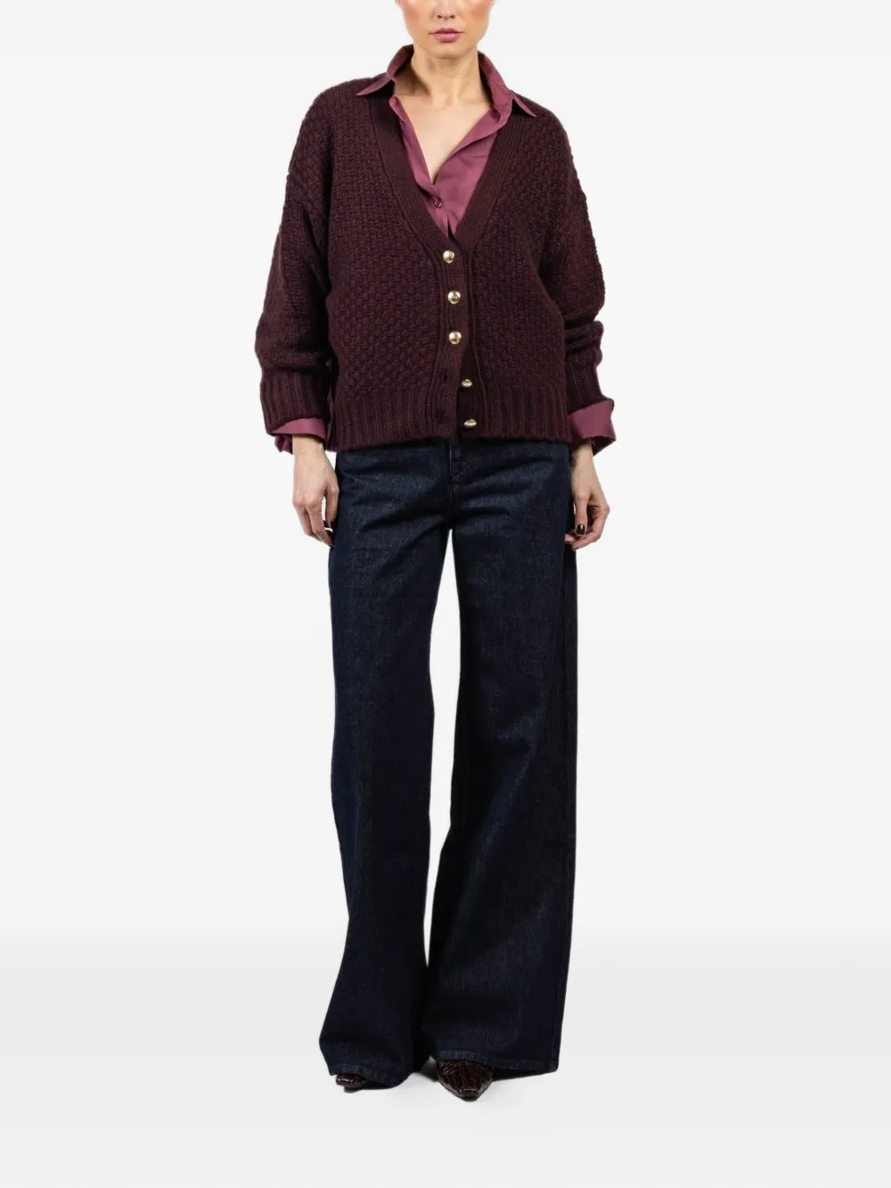  Sablyn Tisch C Buttoned V-neck Cardigan - Red 