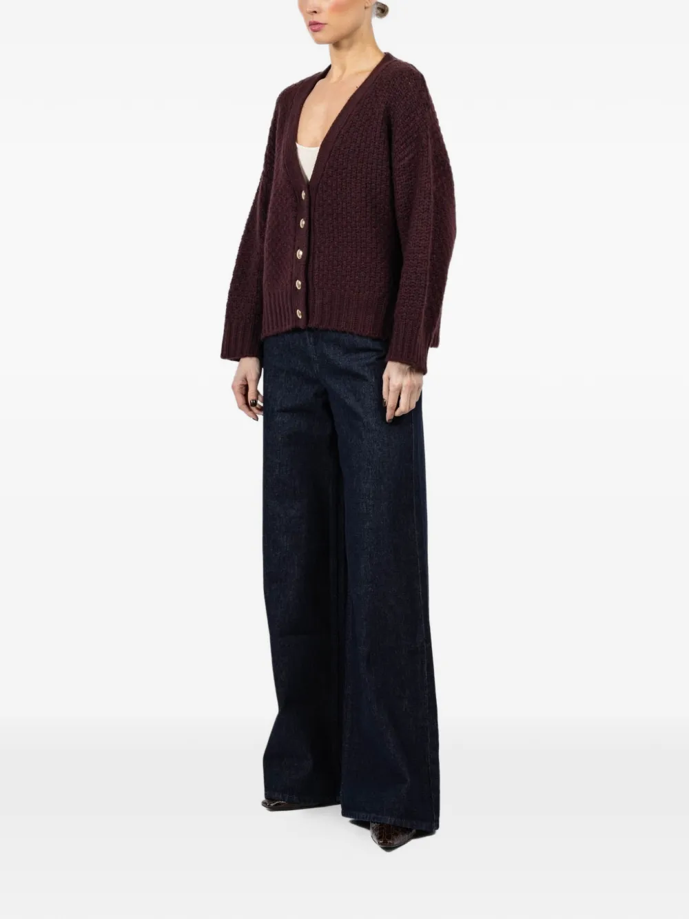  Sablyn Tisch C Buttoned V-neck Cardigan - Red 