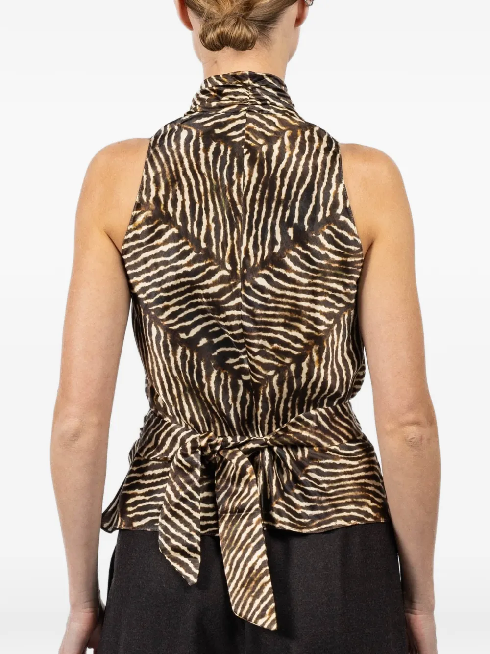  Peter Cohen Zebra-print Tie Top - Brown 