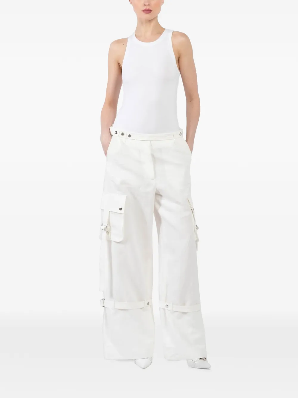 Teurn Studios cargo-pocket strap-detail trousers - Wit